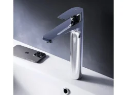 Einhebelmischer<AM.PM Waschtischarmatur mit hohem Auslauf Gem Wasserhahn Bad aus Messing, Mischbatterie FGA92000 Chrom