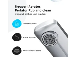 Einhebelmischer<AM.PM Waschtischarmatur mit hohem Auslauf Gem Wasserhahn Bad aus Messing, Mischbatterie FGA92000 Chrom