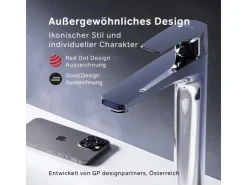 Einhebelmischer<AM.PM Waschtischarmatur mit hohem Auslauf Gem Wasserhahn Bad aus Messing, Mischbatterie FGA92000 Chrom
