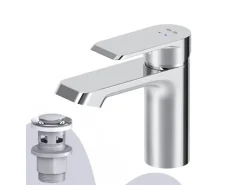 Best AM.PM Waschtischarmatur mit Klick-Ablaufgarnitur Flash Wasserhahn Bad, Waschbecken Armatur, Mischbatterie FNA82100 Chrom
