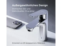 Einhebelmischer<AM.PM Waschtischarmatur mit Klick-Ablaufgarnitur, Waschbecken Armatur, Mischbatterie FTA82100 Hit S-Größe Chrom