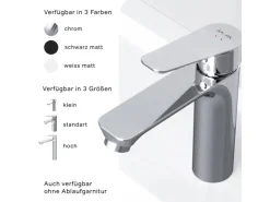 Einhebelmischer|Ersatzteile Küchenarmatur<AM.PM Waschtischarmatur mit Klick-Ablaufgarnitur, Waschbecken Armatur, Mischbatterie FTA82200 Hit M-Größe Chrom