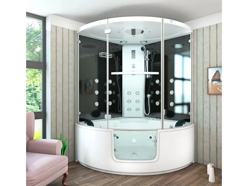 Outlet AquaVapore Dampfdusche Whirlpool Dusche Duschkabine K60-SW-EH 140x140cm Einhebelmischer