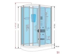 Best AquaVapore Dusche Duschkabine D60-70M2L-EC Duschtempel Sauna 120x80 cm Einhebelmischer