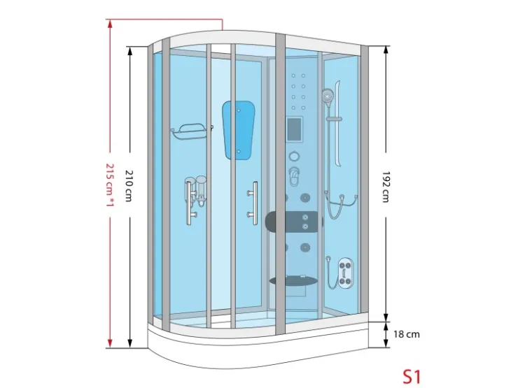AcquaVapore Einhebelmischer<AquaVapore Duschkabine Komplettdusche Fertigdusche Dusche D60-70M0L-EC 120x80 cm