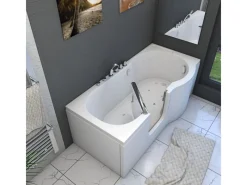Outlet AquaVapore Seniorenwanne mit Tür Whirlpool S12-TH-AIR-L Badewanne 170x85cm Einhebelmischer