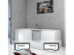 Outlet AquaVapore Seniorenwanne mit Tür Whirlpool S12-TH-AIR-L Badewanne 170x85cm Einhebelmischer