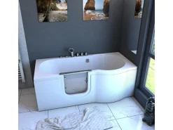 Outlet AquaVapore Seniorenwanne mit Tür Whirlpool S12-TH-AIR-L Badewanne 170x85cm Einhebelmischer