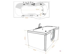 Outlet AquaVapore Seniorenwanne mit Tür Whirlpool S12-TH-AIR-L Badewanne 170x85cm Einhebelmischer
