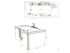 Online AcquaVapore AquaVapore Seniorenwanne mit Tür Whirlpool S12-TH-WP-R Badewanne 85x170cm