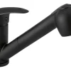 Clearance Küchenarmatur mit Wasserspareinsatz & Geschirrbrause KI-1521 Schwarz Matt Einhebelmischer