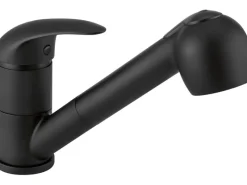 Clearance Küchenarmatur mit Wasserspareinsatz & Geschirrbrause KI-1521 Schwarz Matt Einhebelmischer