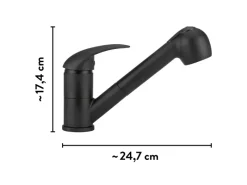 Clearance Küchenarmatur mit Wasserspareinsatz & Geschirrbrause KI-1521 Schwarz Matt Einhebelmischer