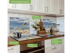Banjado Herde|Kochfelder<Herdabdeckplatte Glas 1 Teilig 60x52CM Schneidebrett Herdabdeckung Mit Motiv Flaschenpost