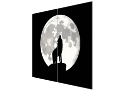Banjado Herde|Kochfelder<Herdabdeckplatte Glas 2 Teilig Je 30x52CM Schneidebrett Herdabdeckung Mit Motiv Heulender Wolf Sw
