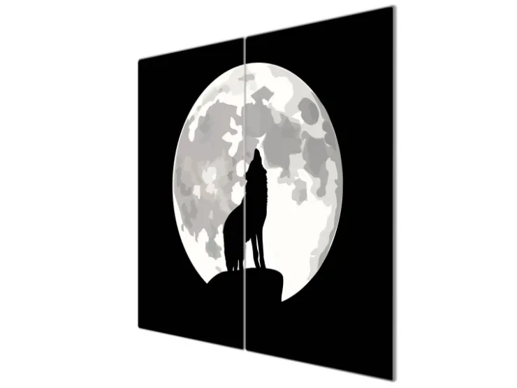 Banjado Herde|Kochfelder<Herdabdeckplatte Glas 2 Teilig Je 30x52CM Schneidebrett Herdabdeckung Mit Motiv Heulender Wolf Sw
