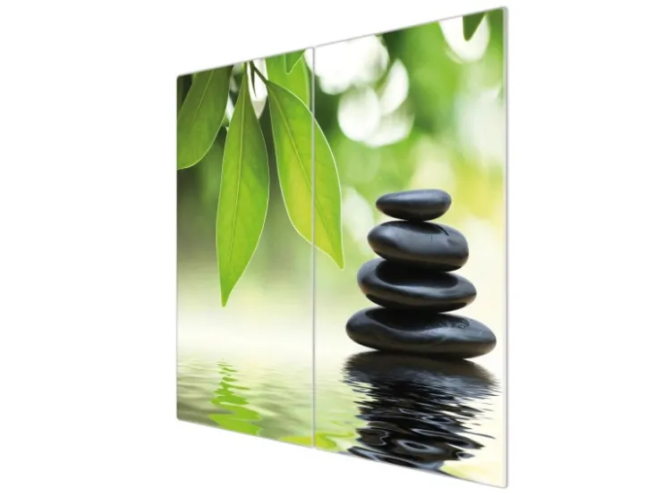 Banjado Herde|Kochfelder<Herdabdeckplatte Glas 2 Teilig Je 30x52CM Schneidebrett Herdabdeckung Mit Motiv Steine&Relax