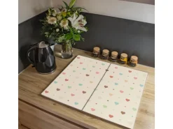 Banjado Herde|Kochfelder<Herdabdeckplatte Glas 2 Teilig Je 30x52CM Schneidebrett Herdabdeckung Mit Motiv Herzen Bunt