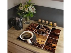 Banjado Herde|Kochfelder<Herdabdeckplatte Glas 2 Teilig Je 30x52CM Schneidebrett Herdabdeckung Mit Motiv Kaffee&Schokolade