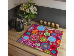 Banjado Herdabdeckplatte Glas 2 Teilig Je 30x52CM Schneidebrett Herdabdeckung Mit Motiv Facetten Monochrome