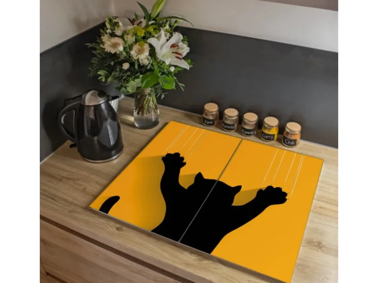Banjado Herdabdeckungen|Herde<Herdabdeckplatte Glas 2 Teilig Je 30x52CM Schneidebrett Herdabdeckung Mit Motiv Scratch