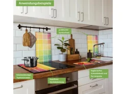 Banjado Schneidebretter|Herdabdeckungen<Herdabdeckplatte Glas 2 Teilig Je 30x52CM Schneidebrett Herdabdeckung Mit Motiv Bunte Glasbausteine