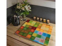Sale Herdabdeckplatte Glas 2 Teilig Je 30x52CM Schneidebrett Herdabdeckung Mit Motiv Jagende Katze Schneidebretter|Herdabdeckungen