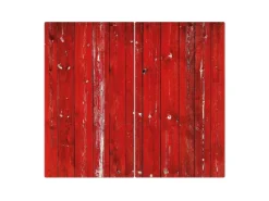 Banjado Schneidebretter|Herdabdeckungen<Herdabdeckplatte Glas 2 Teilig Je 30x52CM Schneidebrett Herdabdeckung Mit Motiv Rote Holzlatten