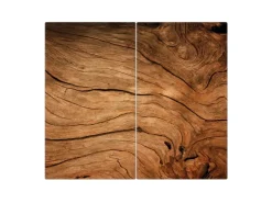Banjado Schneidebretter|Herdabdeckungen<Herdabdeckplatte Glas 2 Teilig Je 30x52CM Schneidebrett Herdabdeckung Mit Motiv Trockenes Holz