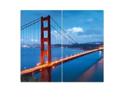 Banjado Schneidebretter|Herdabdeckungen<Herdabdeckplatte Glas 2 Teilig Je 30x52CM Schneidebrett Herdabdeckung Mit Motiv Golden Gate Bridge