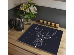 Banjado Schneidebretter|Herdabdeckungen<Herdabdeckplatte Glas 1 Teilig 60x52CM Schneidebrett Herdabdeckung Mit Motiv Sternbild Hirsch