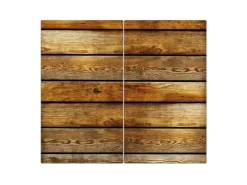 Banjado Schneidebretter|Herdabdeckungen<Herdabdeckplatte Glas 2 Teilig Je 30x52CM Schneidebrett Herdabdeckung Mit Motiv Holzbretter