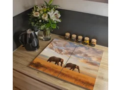 Banjado Herdabdeckplatte Glas 1 Teilig 60x52CM Schneidebrett Herdabdeckung Mit Motiv Zwischen Bäumen