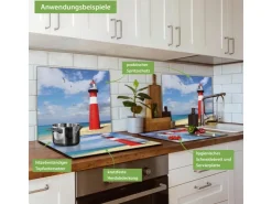 Banjado Schneidebretter|Herdabdeckungen<Herdabdeckplatte Glas 1 Teilig 60x52CM Schneidebrett Herdabdeckung Mit Motiv Leuchtturm Westkapelle