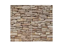 Banjado Schneidebretter|Herdabdeckungen<Herdabdeckplatte Glas 2 Teilig Je 30x52CM Schneidebrett Herdabdeckung Mit Motiv Stadtmauer