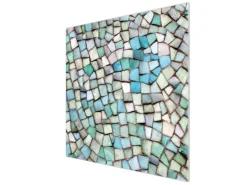 Banjado Schneidebretter|Herdabdeckungen<Herdabdeckplatte Glas 1 Teilig 60x52CM Schneidebrett Herdabdeckung Mit Motiv Mosaik Blau