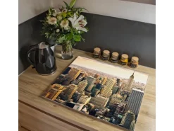 Sale Banjado Herdabdeckplatte Glas 1 Teilig 60x52CM Schneidebrett Herdabdeckung Mit Motiv New York City