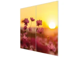 Banjado Schneidebretter|Herdabdeckungen<Herdabdeckplatte Glas 2 Teilig Je 30x52CM Schneidebrett Herdabdeckung Mit Motiv Cosmea Feld