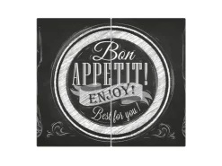 Banjado Schneidebretter|Herdabdeckungen<Herdabdeckplatte Glas 2 Teilig Je 30x52CM Schneidebrett Herdabdeckung Mit Motiv Bon Appetit