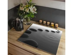 Banjado Herdabdeckungen|Schneidebretter<Herdabdeckplatte Glas 1 Teilig 60x52CM Schneidebrett Herdabdeckung Mit Motiv Schwarze Steine