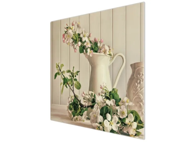 Banjado Herdabdeckungen|Schneidebretter<Herdabdeckplatte Glas 1 Teilig 60x52CM Schneidebrett Herdabdeckung Mit Motiv Stillleben Kirschblüten
