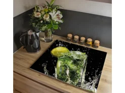 Banjado Herdabdeckungen|Schneidebretter<Herdabdeckplatte Glas 1 Teilig 60x52CM Schneidebrett Herdabdeckung Mit Motiv Brasilianischer Cocktail