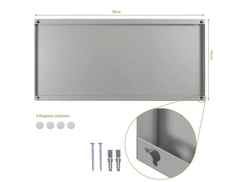Sale Magnettafel 78x37cm Magnetwand Silber Aus Metall Magnetpinnwand Pinnwand Inkl. 4 Magnete Motiv Beige Küchen-Ordnungssysteme