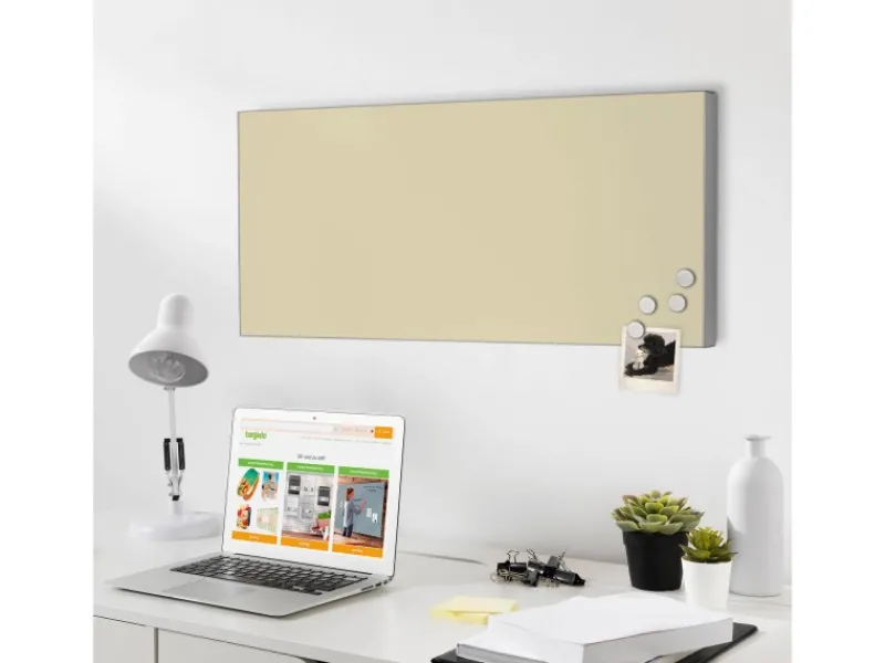 Sale Magnettafel 78x37cm Magnetwand Silber Aus Metall Magnetpinnwand Pinnwand Inkl. 4 Magnete Motiv Beige Küchen-Ordnungssysteme