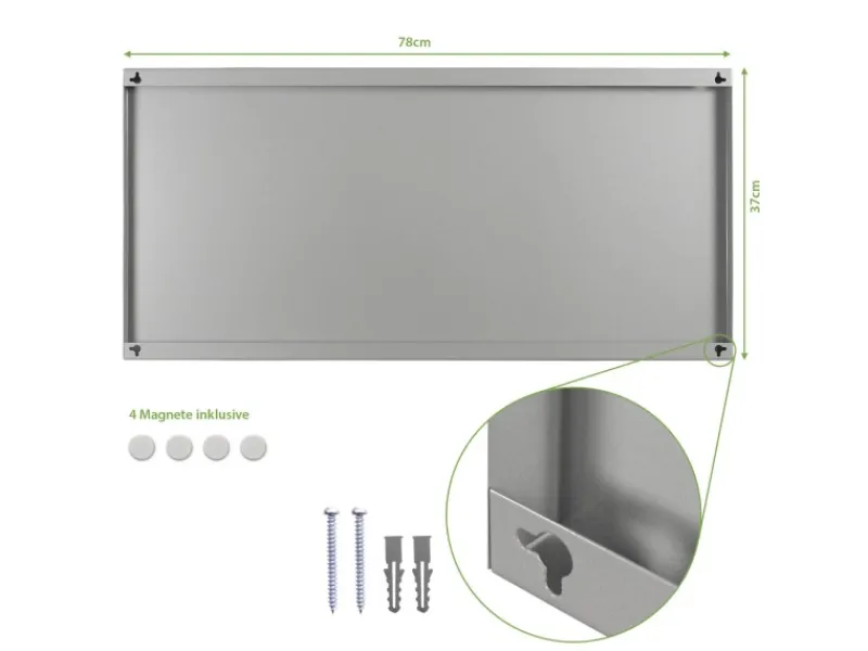 Sale Magnettafel 78x37cm Magnetwand Silber Aus Metall Magnetpinnwand Pinnwand Inkl. 4 Magnete Motiv Beige Küchen-Ordnungssysteme