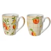 Becher 2-fach Sortiert Pfirsich-Motiv Porzellan Ø 9,1 cm x 10,5 cm Bunt