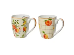 Becher 2-fach Sortiert Pfirsich-Motiv Porzellan Ø 9,1 cm x 10,5 cm Bunt
