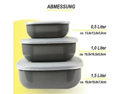 Clearance Vorratsdosen 9er Set Eckig Grau 3 x 3er Vorratsdosen|Kühlschränke