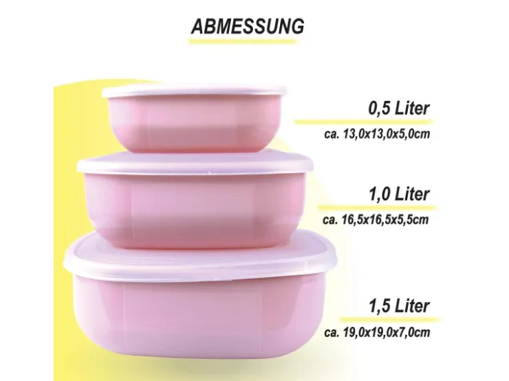 Bestgoodies Vorratsdosen|Vorratsbehälter<Vorratsdosen 3er Set Eckig Rosa