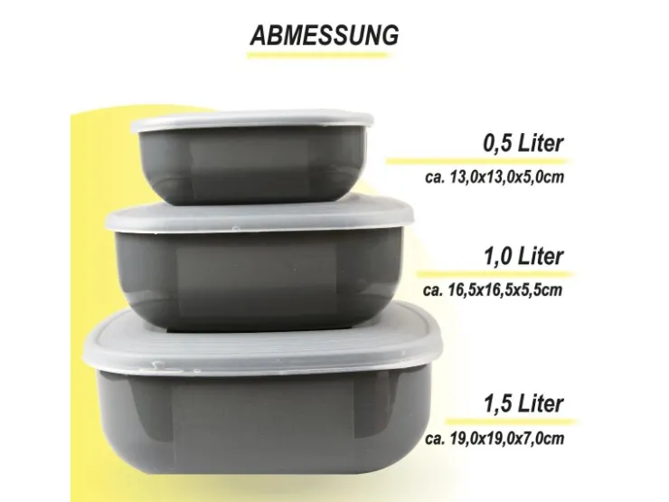 Bestgoodies Vorratsdosen<Vorratsdosen 3er Set Eckig Grau